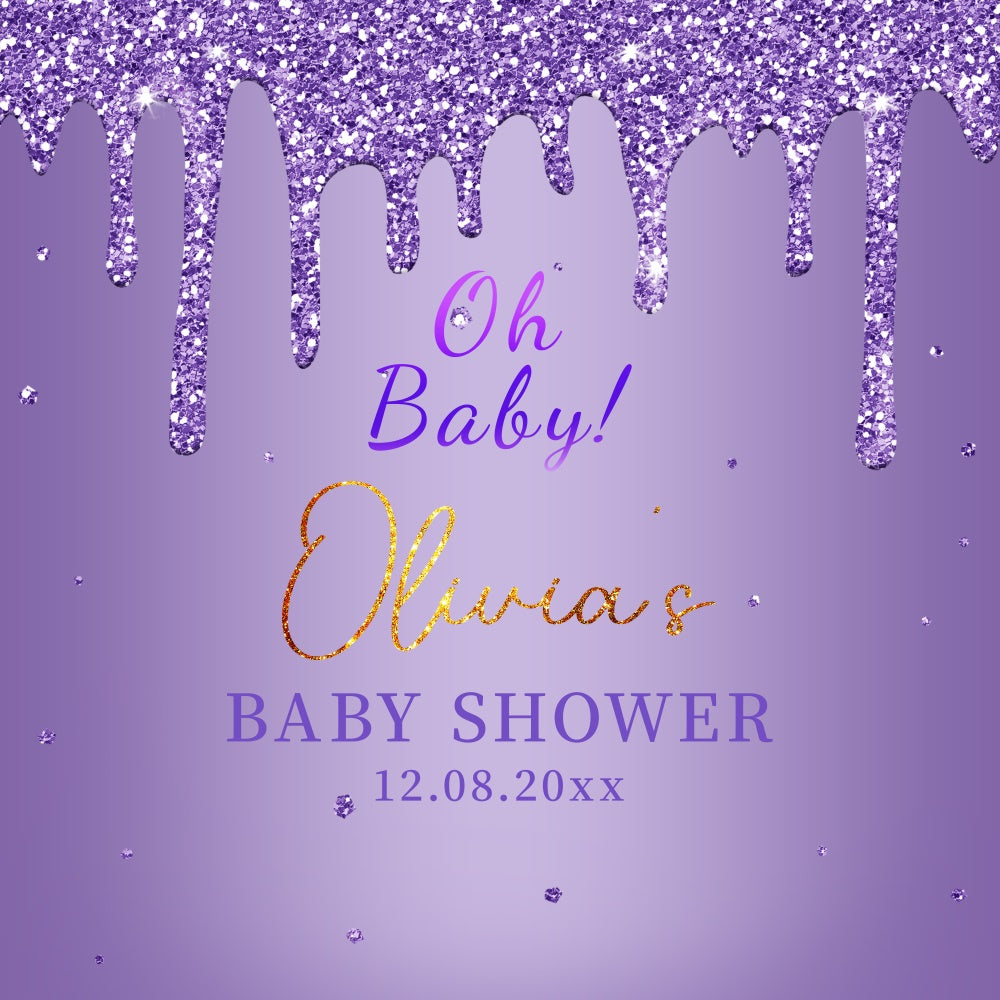 Baby Shower Photo Backdrop Lavender Sparkle Personalized Backdrop UK LXX6-2