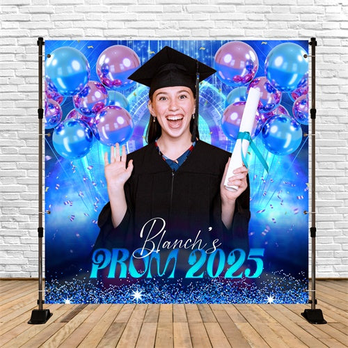 Backdrop For Prom Electric Blue Balloon Custom Party Graduation Backdrop UK LXX6-200