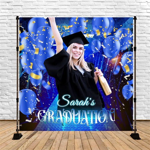 Prom Backdrops Blue Balloon Confetti Customized Party Graduation Backdrop UK LXX6-201