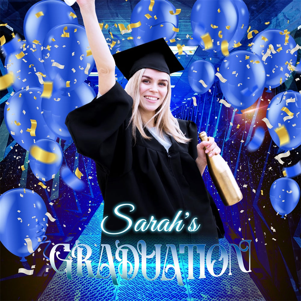 Prom Backdrops Blue Balloon Confetti Customized Party Graduation Backdrop UK LXX6-201