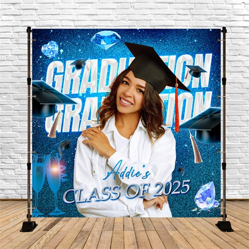 Customized Graduation Backdrop Diamond Sparkle Party Graduation Backdrop UK LXX6-202