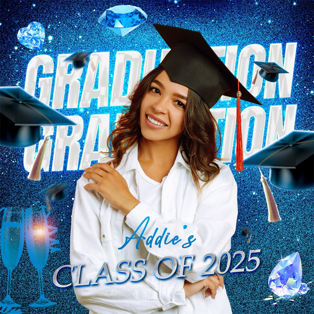 Customized Graduation Backdrop Diamond Sparkle Party Graduation Backdrop UK LXX6-202