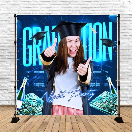 Backdrop Graduation Electric Night Personalized Party Graduation Backdrop UK LXX6-203