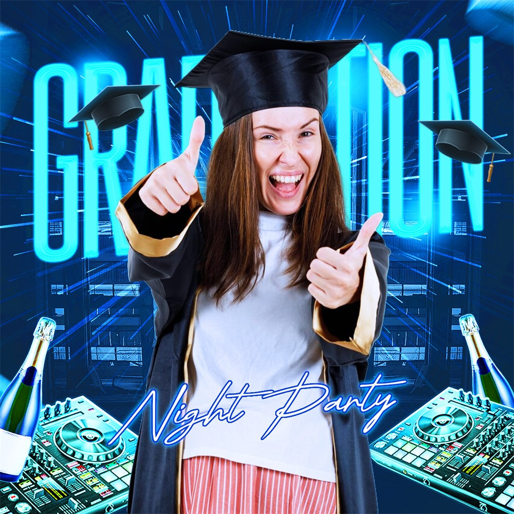 Backdrop Graduation Electric Night Personalized Party Graduation Backdrop UK LXX6-203