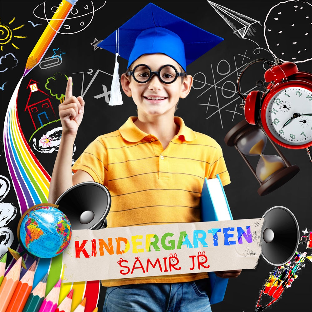 Preschool Graduation Backdrop Playful Doodle Custom Party Graduation Backdrop UK LXX6-205