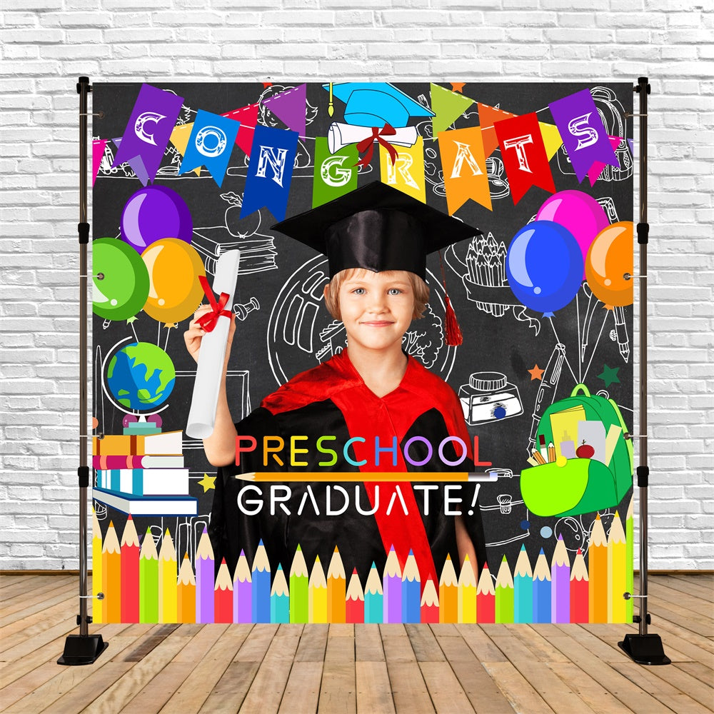 Personalized Graduation Backdrop Color Pencils Party Graduation Backdrop UK LXX6-208