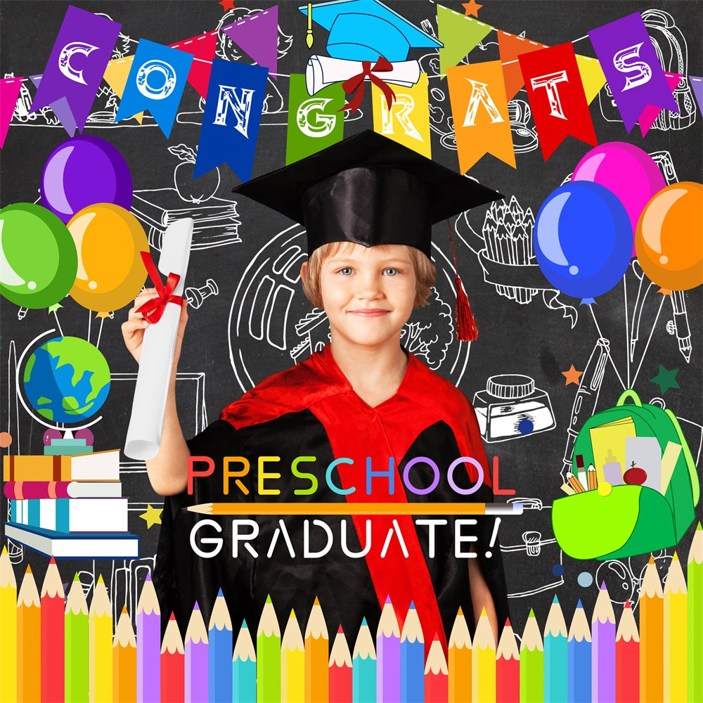 Personalized Graduation Backdrop Color Pencils Party Graduation Backdrop UK LXX6-208