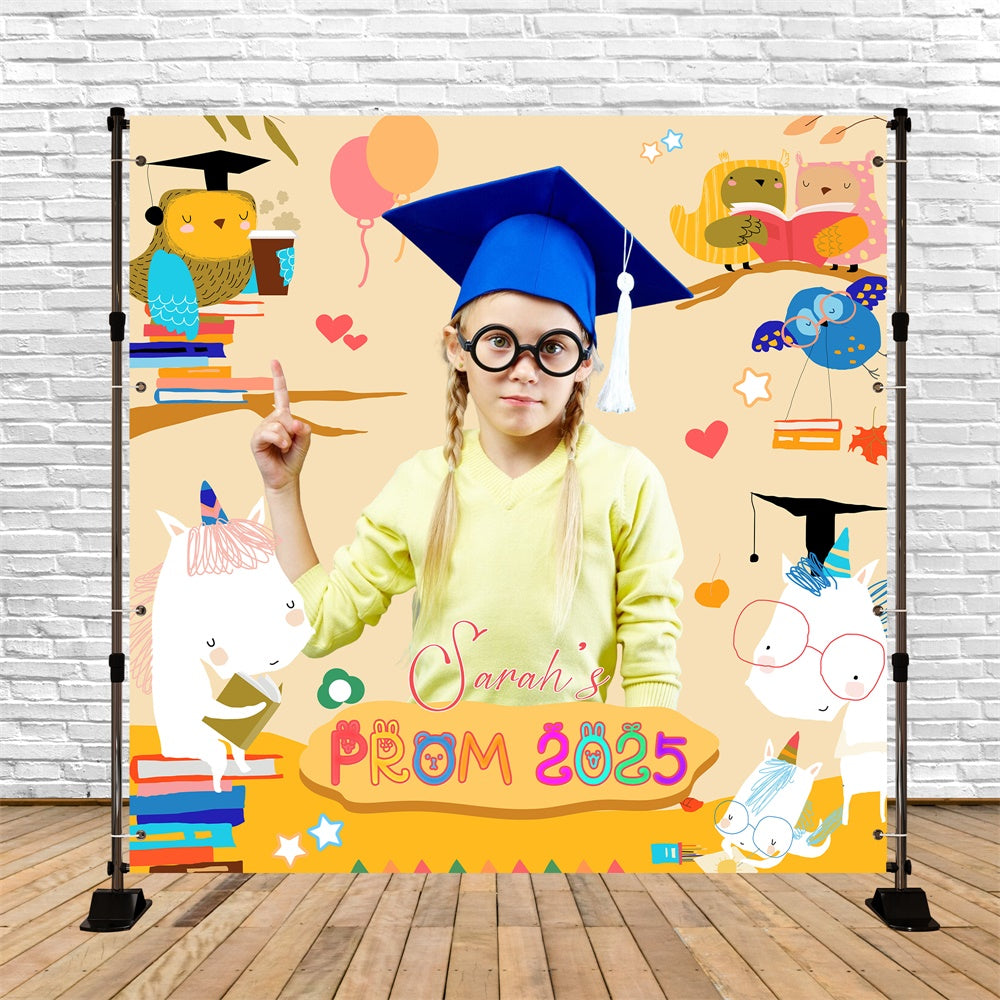 Prom Backdrop 2025 Animal Pals Cartoon Custom Party Graduation Backdrop UK LXX6-210