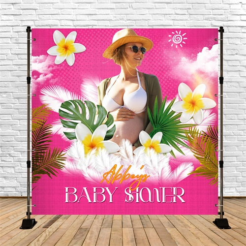 Custom Baby Shower Backdrop Tropical Bloom Summer Backdrop UK LXX6-219