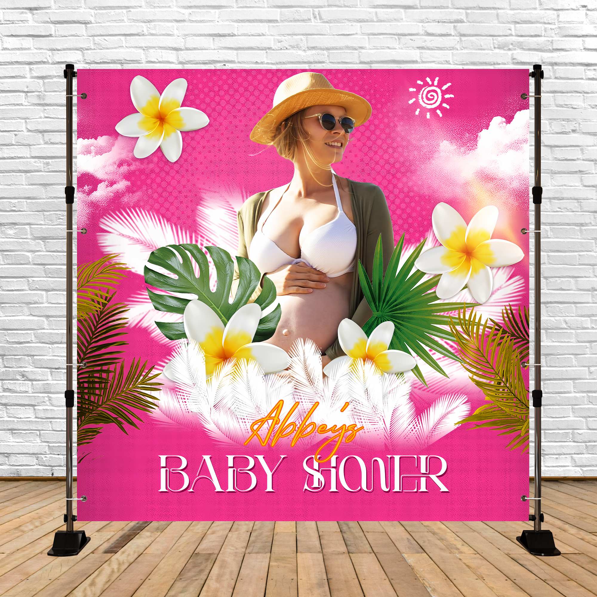 Custom Baby Shower Backdrop Tropical Bloom Summer Backdrop UK LXX6-219