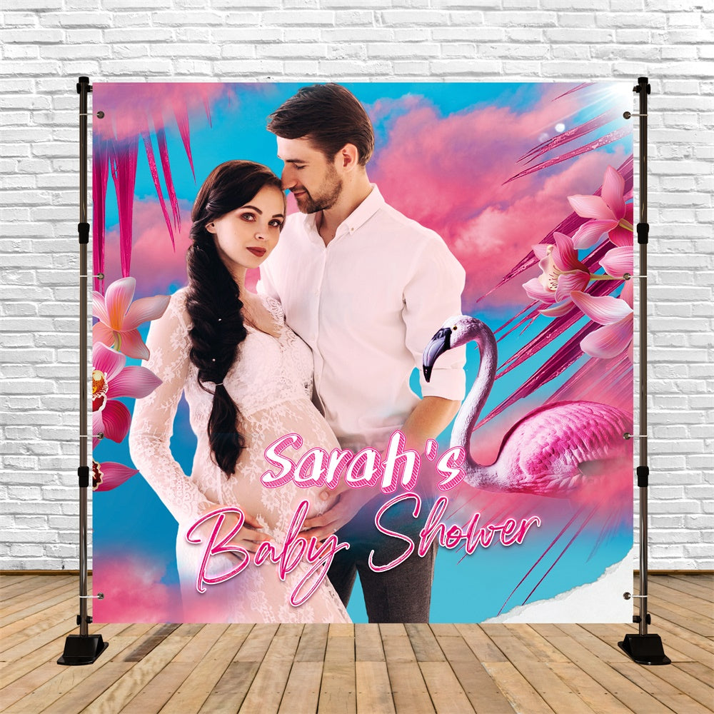 Baby Shower Photo Backdrop Flamingo Fantasy Personalized Backdrop UK LXX6-220