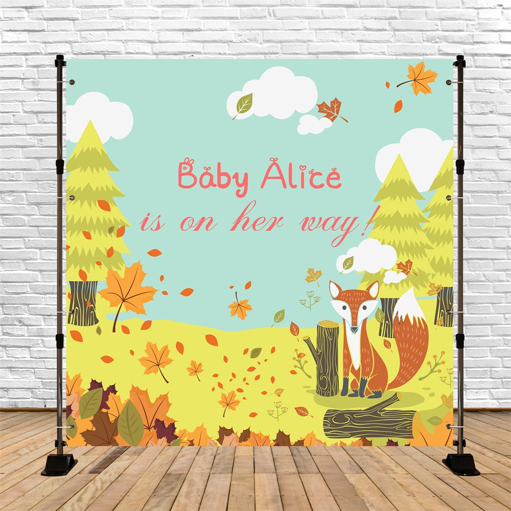 Backdrops For Baby Shower Autumn Leaves Fox Customized Backdrop UK LXX6-221