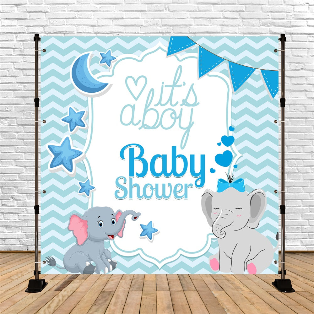 Backdrop For Baby Shower Blue Elephant Dreams Backdrop UK LXX6-226