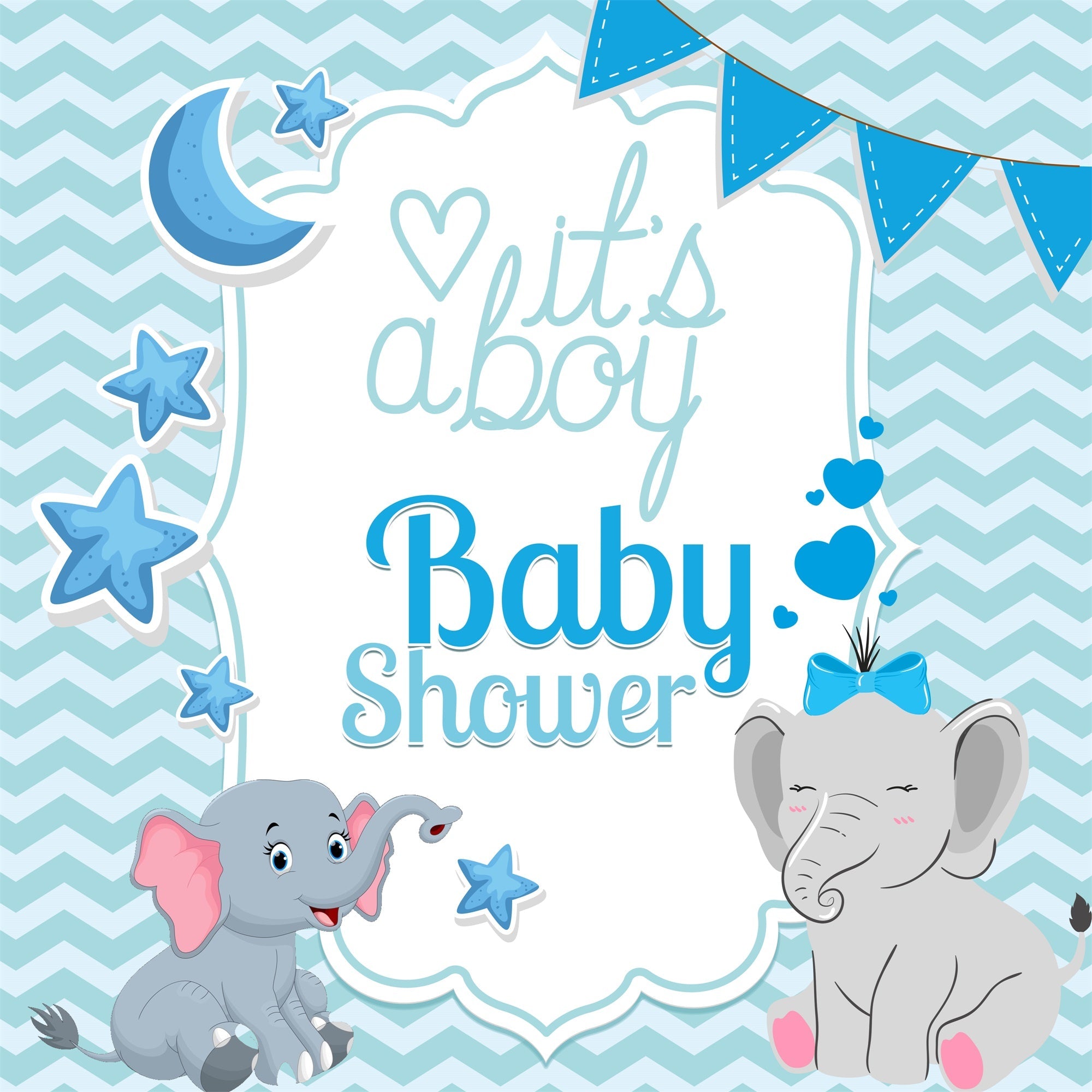 Backdrop For Baby Shower Blue Elephant Dreams Backdrop UK LXX6-226