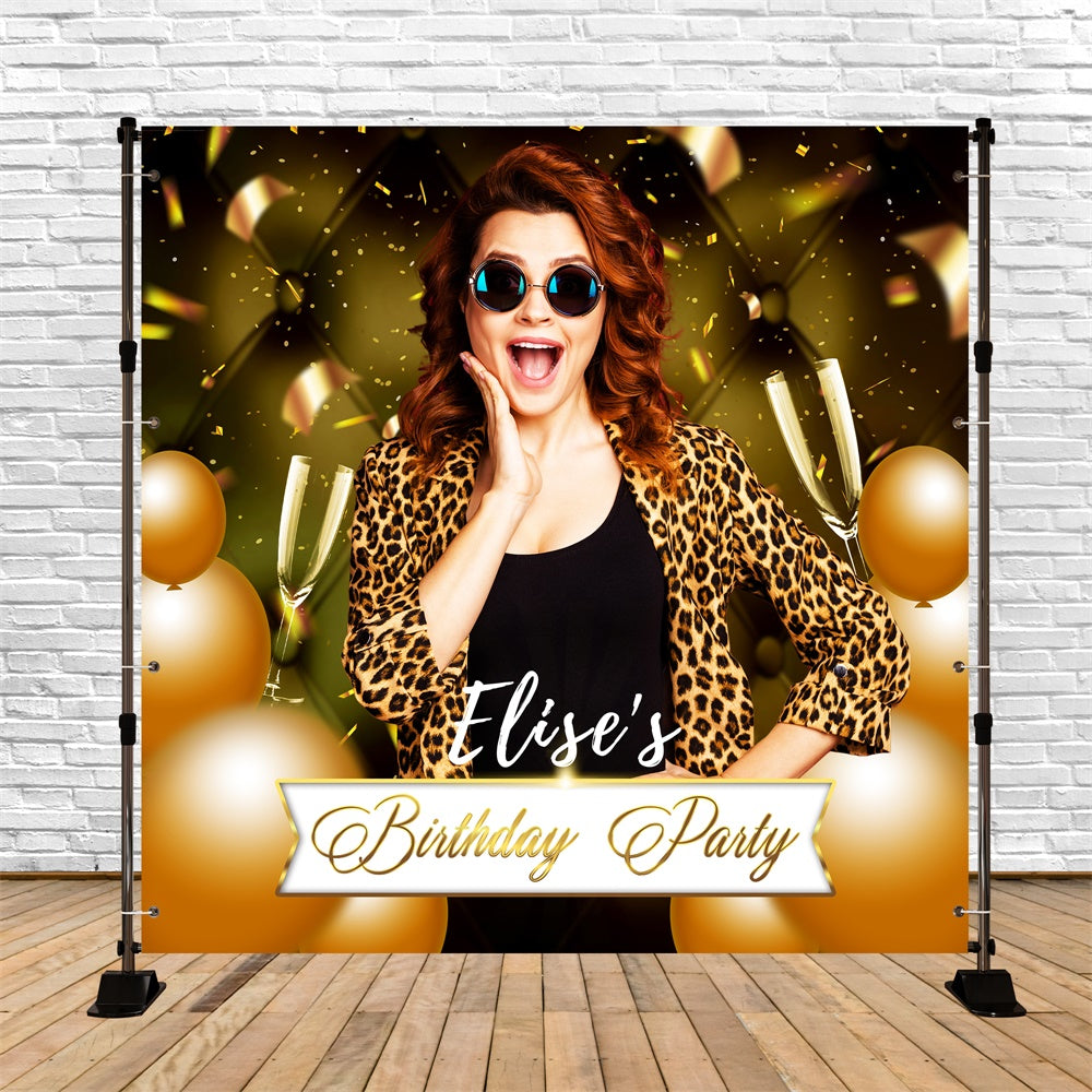 Birthday Party Backdrop Gold Glamour Balloon Customized Backdrop UK LXX6-55