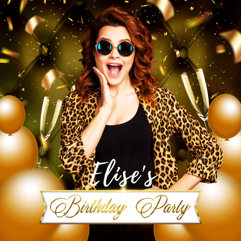 Birthday Party Backdrop Gold Glamour Balloon Customized Backdrop UK LXX6-55