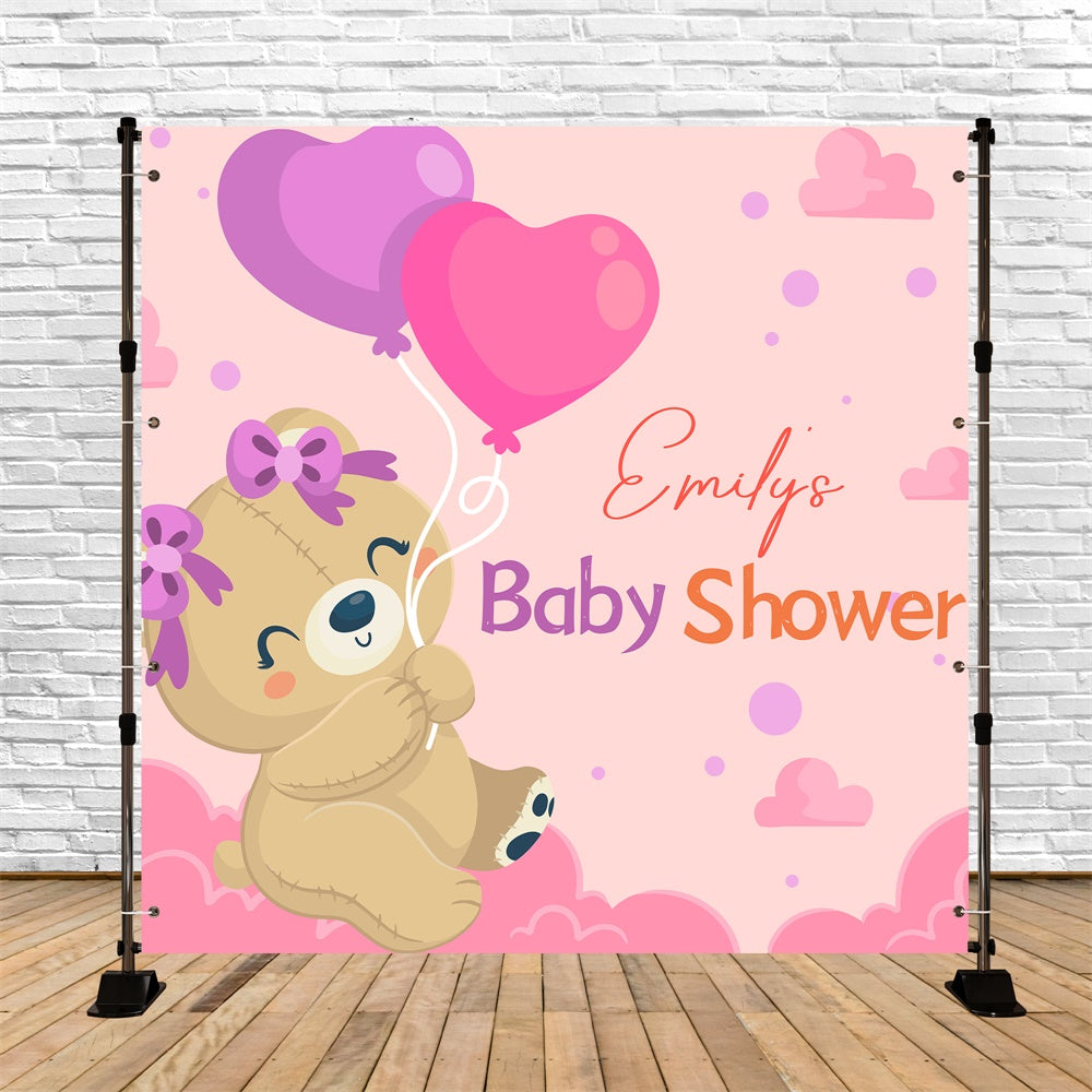 Baby Shower Backdrop Ideas Cute Teddy Balloon Personalized Backdrop UK LXX6-7