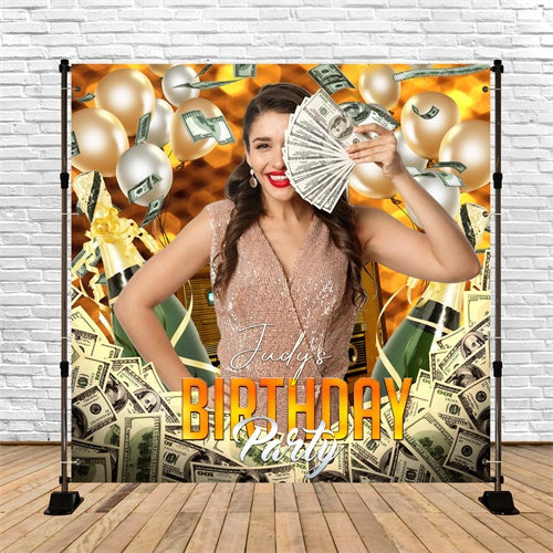 Backdrop For Birthday Champagne Riches Party Customized Backdrop UK LXX6-76