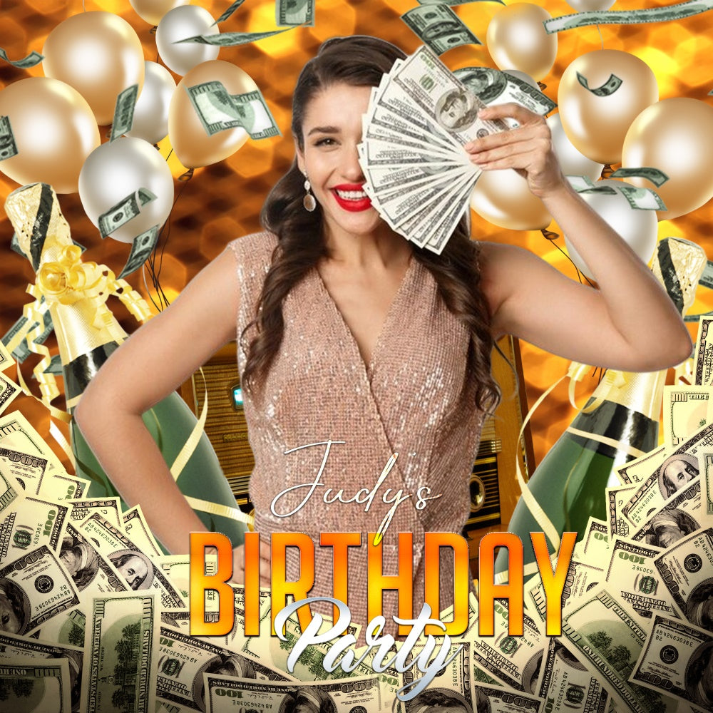 Backdrop For Birthday Champagne Riches Party Customized Backdrop UK LXX6-76