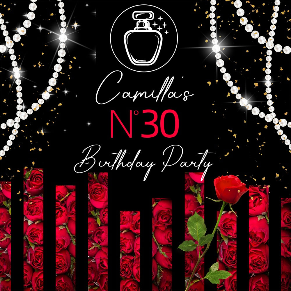 Personalized Backdrop For Birthday Elegant Rose Glam Backdrop UK LXX6-77