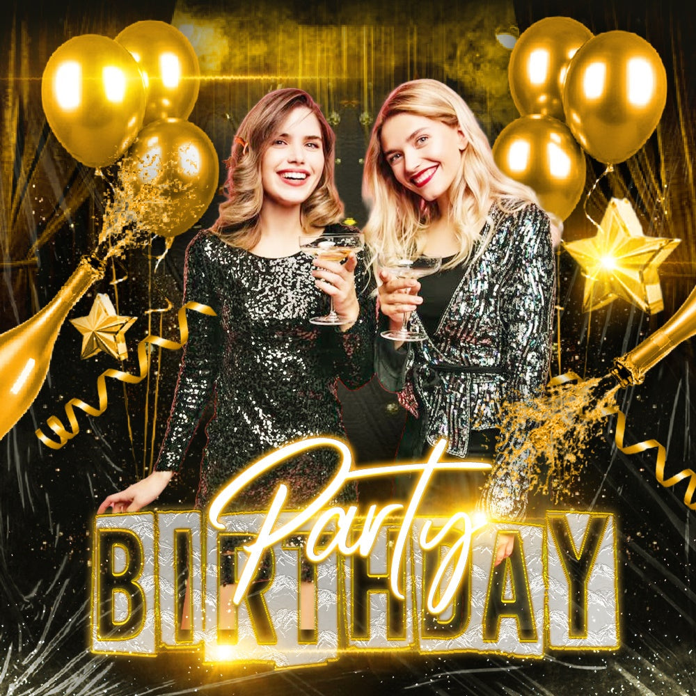 Personalized Birthday Backdrop Champagne Sparkle Night Backdrop UK LXX6-84