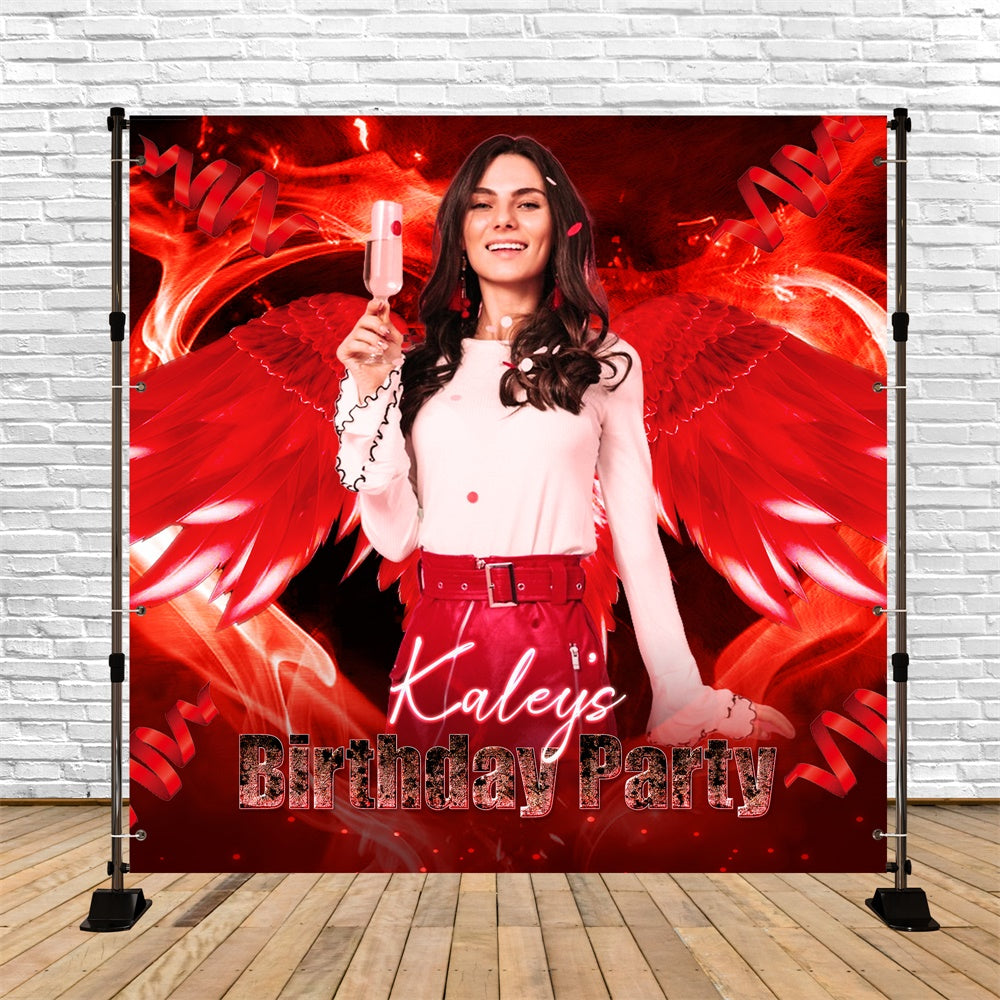 Backdrop For Birthday Crimson Wings Celebration Custom Backdrop UK LXX6-95