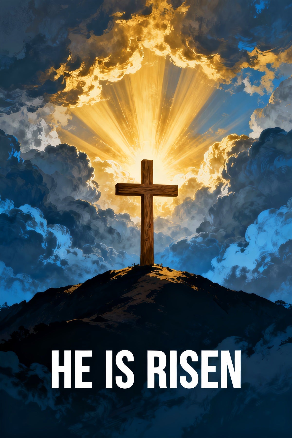 He Is Risen Backdrop Radiant Resurrection Cross Light Easter Photography Backdrops UK LXX61-101