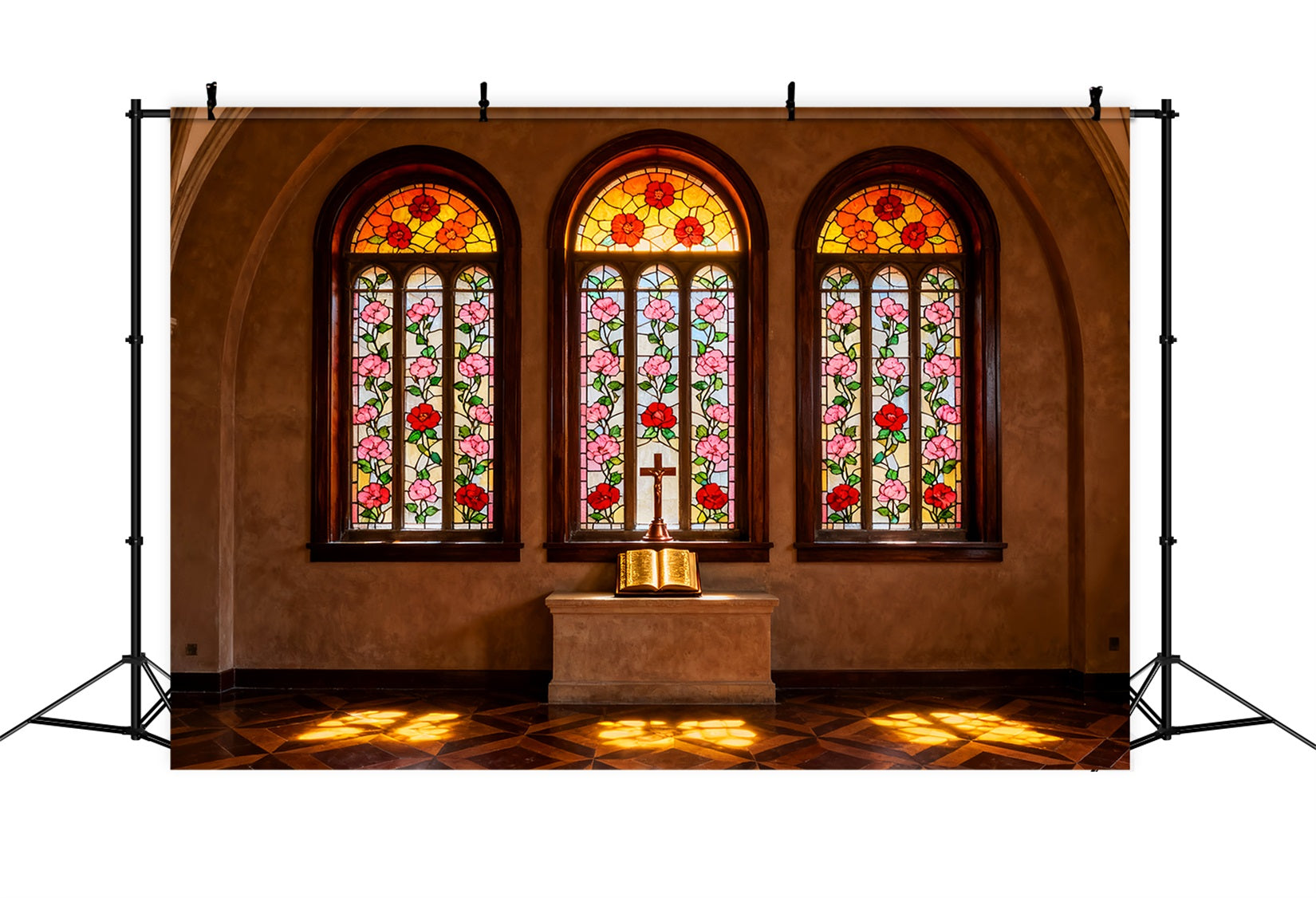 Stained Glass Backdrop Stained Glass Church Altar Easter Backdrops For Photography UK LXX61-102