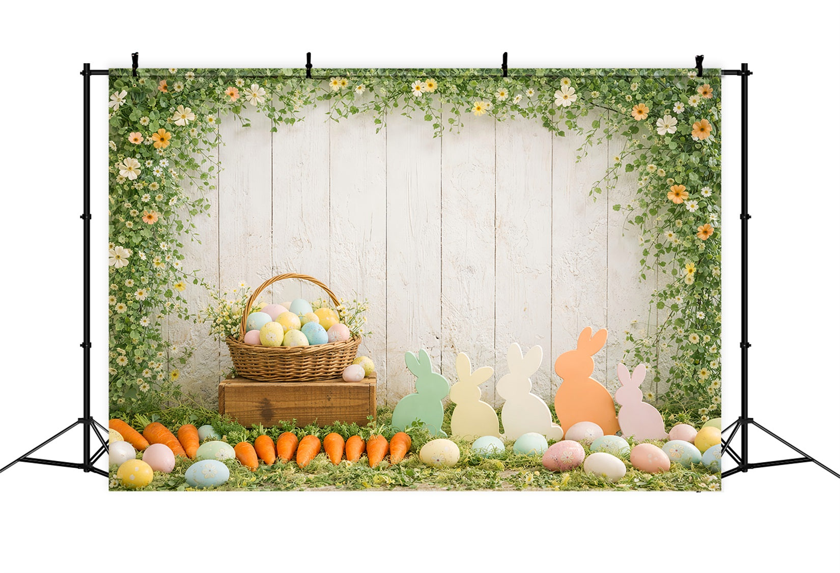 Easter Bunny Silhouette Backdrop Carrot Bundle Egg Basket Backdrop For Easter UK LXX61-115