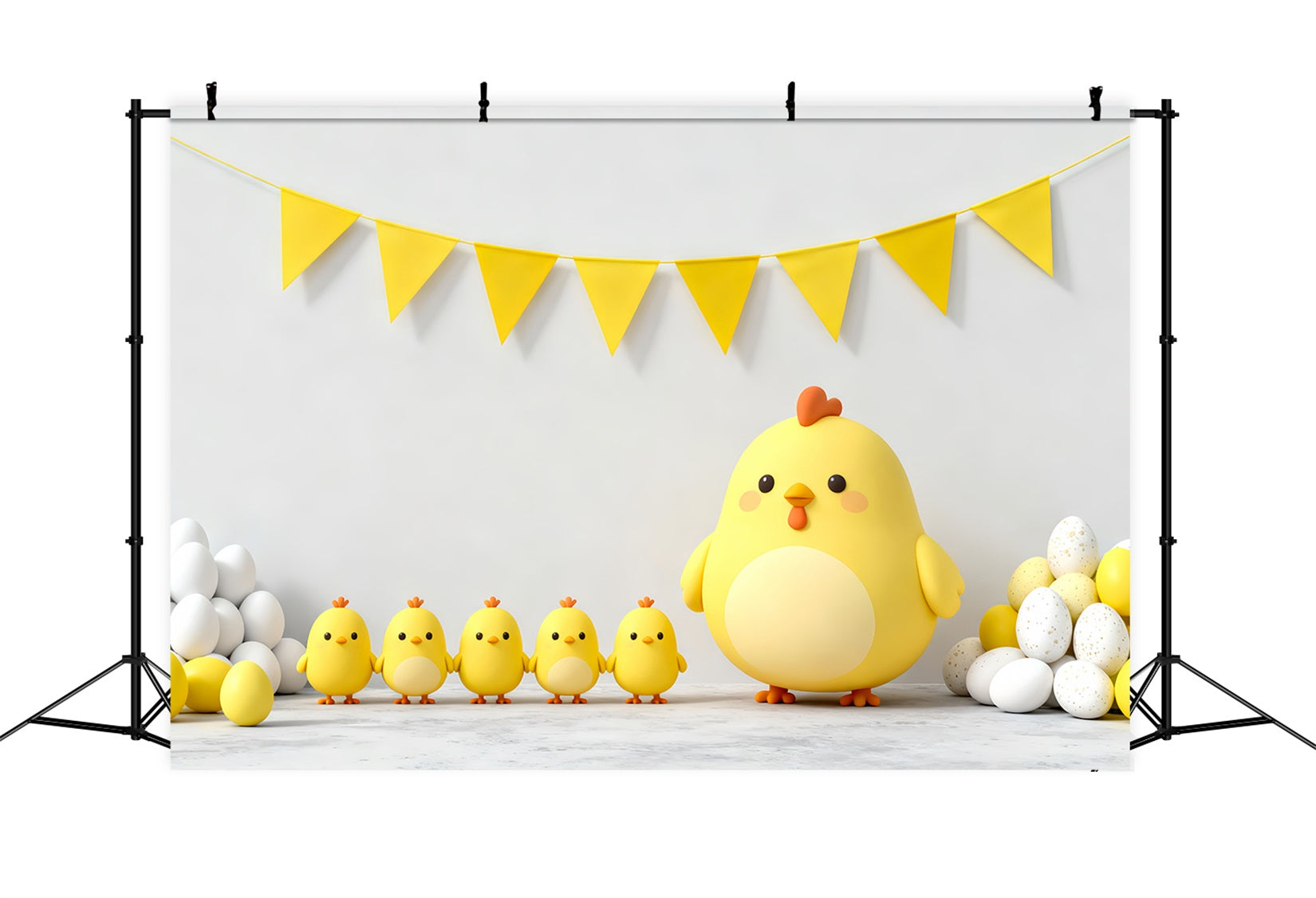 Easter Baby Chick Backdrop Yellow Bunting Flags Eggs Easter Picture Backdrop UK LXX61-121