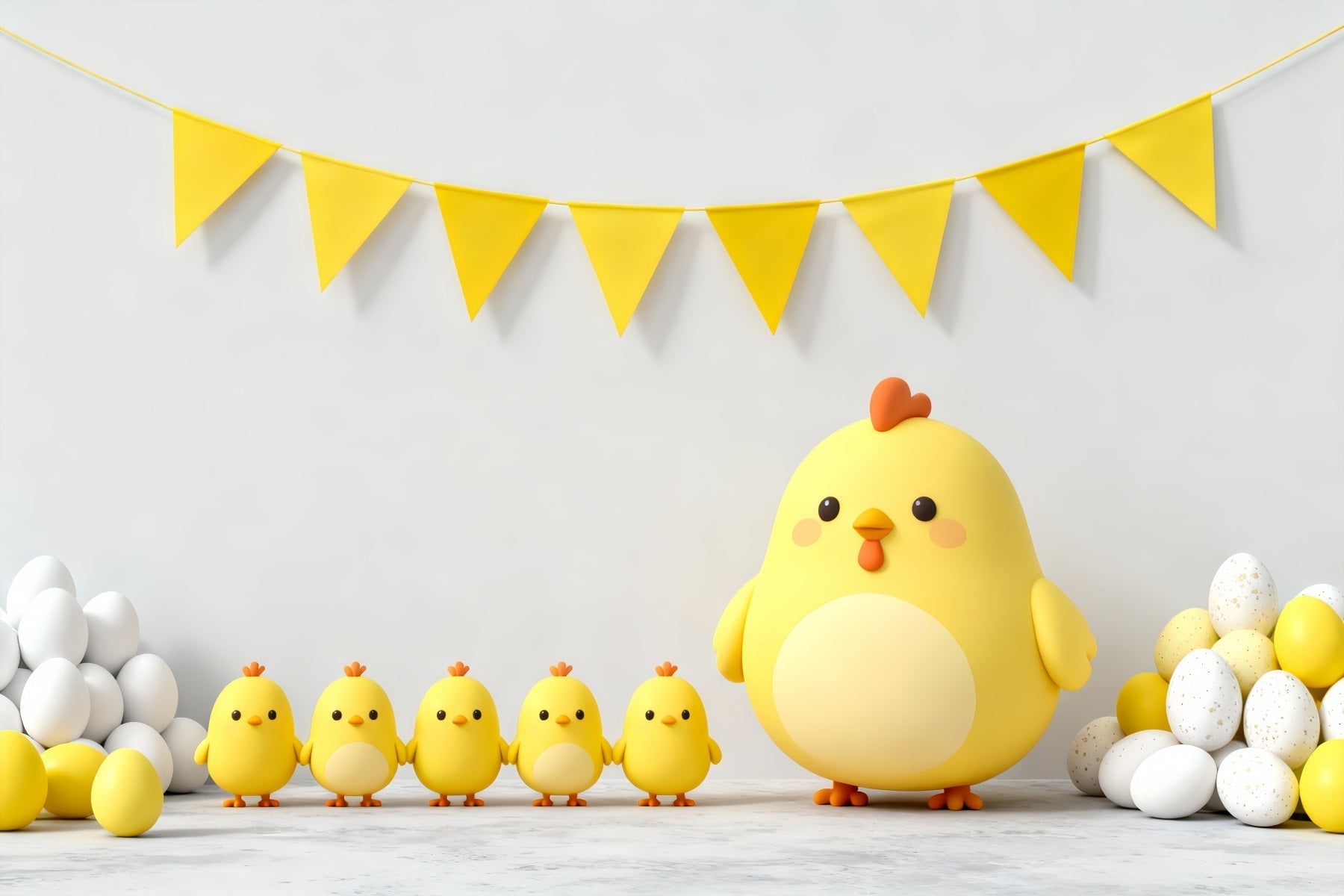 Easter Baby Chick Backdrop Yellow Bunting Flags Eggs Easter Picture Backdrop UK LXX61-121