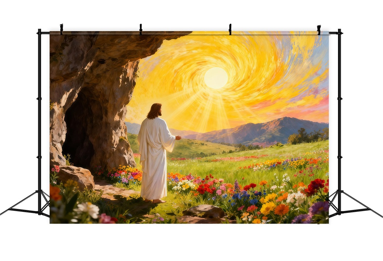 Christian Easter Backdrop He Is Risen Holy Light Easter Photo Backdrop UK LXX61-125