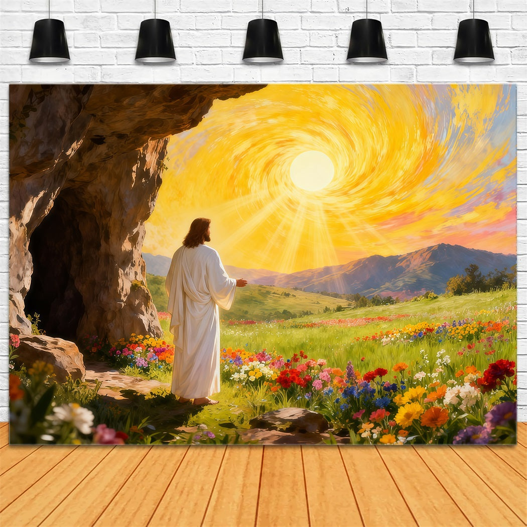 Christian Easter Backdrop He Is Risen Holy Light Easter Photo Backdrop UK LXX61-125