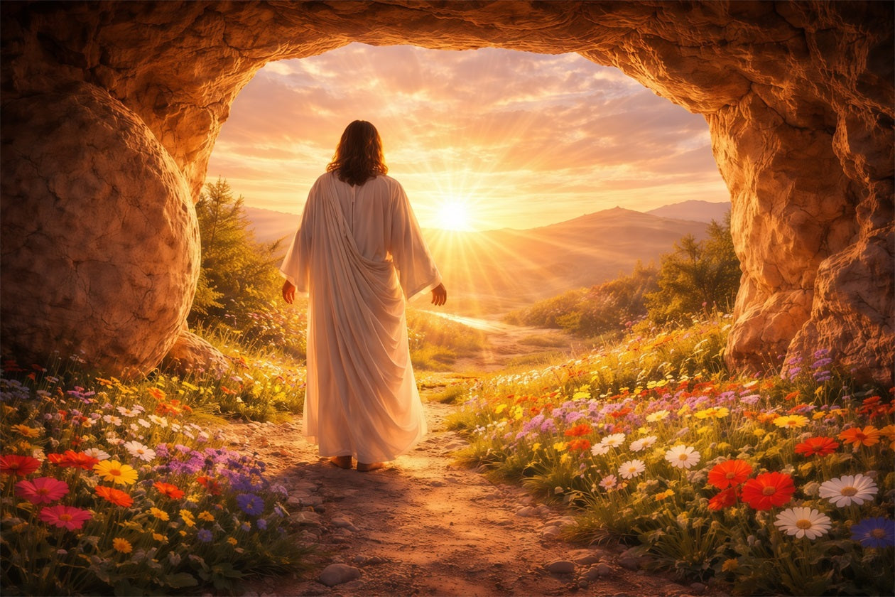 Christian Easter Photo Backdrop He Is Risen Glory Glow Easter Picture Backdrop UK LXX61-138