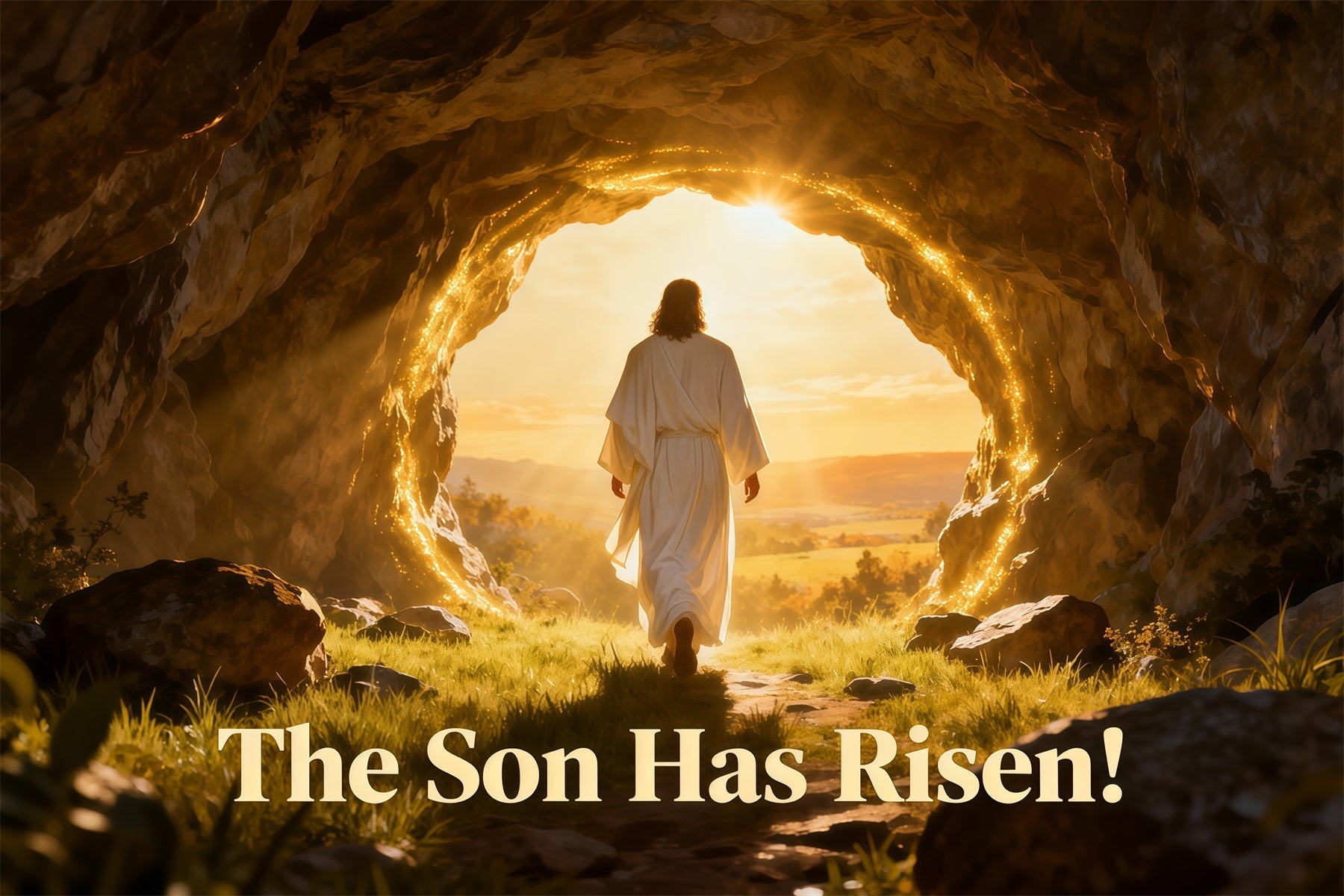 He Has Risen Backdrop Resurrection Light Cave Easter Photography Backdrop UK LXX61-139