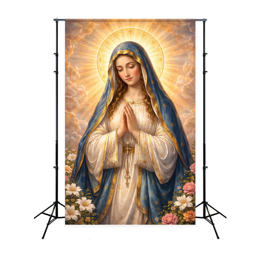 Religious Easter Backdrops He Is Risen Virgin Mary Easter Backdrop Ideas UK LXX61-146
