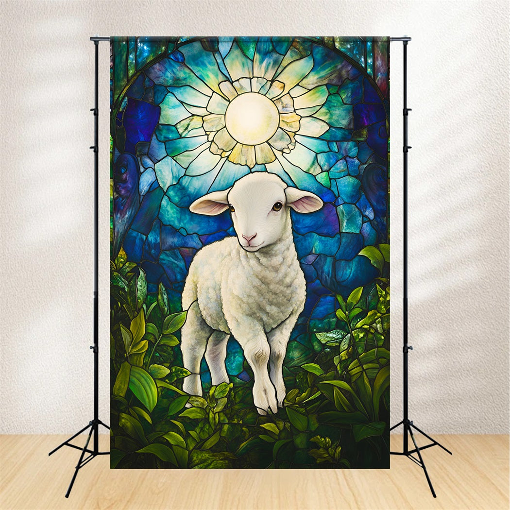 Easter Religious Backdrops Lamb Stained Glass He Is Risen Easter Photo Backdrops UK LXX61-149
