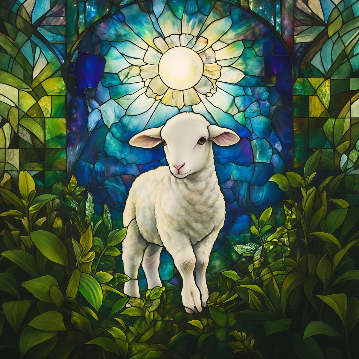 Easter Religious Backdrops Lamb Stained Glass He Is Risen Easter Photo Backdrops UK LXX61-149