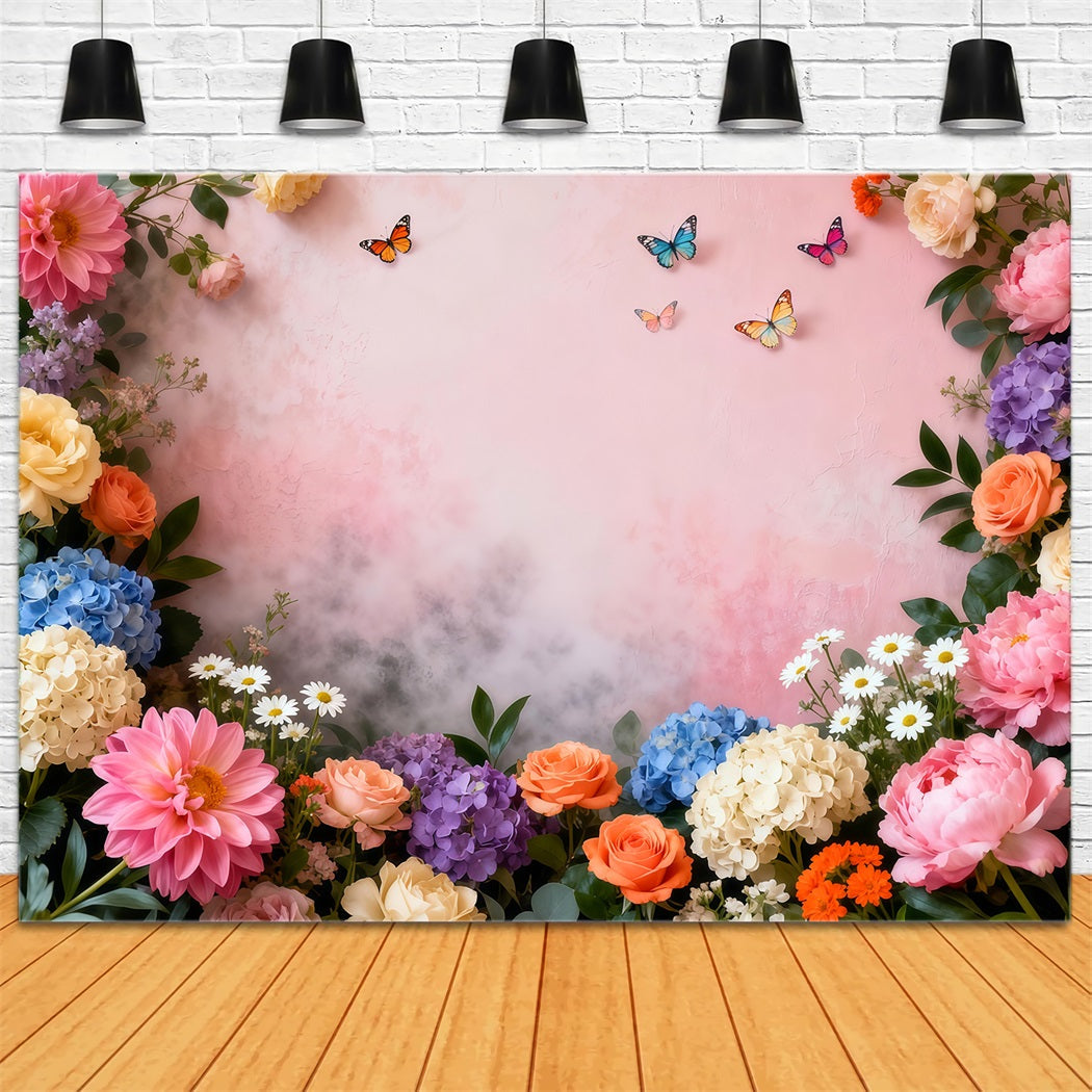 Butterfly Backdrop Pastel Bloom Butterfly Frame Spring Backdrop UK LXX61-151