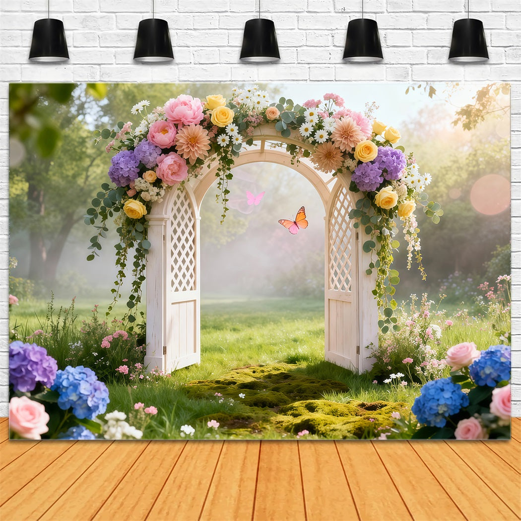 Butterfly Backdrops Pastel Floral Garden Gate Spring Backdrop Ideas UK LXX61-160