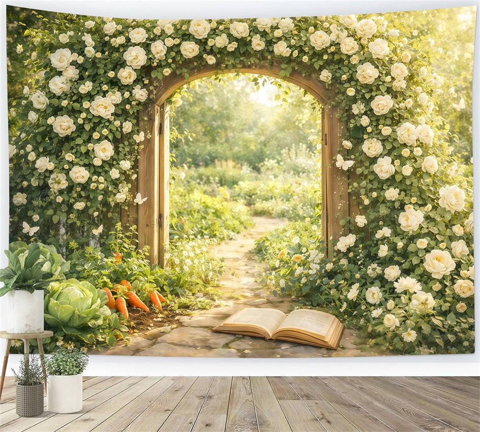 Garden Backdrop For Photoshoot Storybook Garden Arch Path Spring Backdrop For Pictures UK LXX61-163