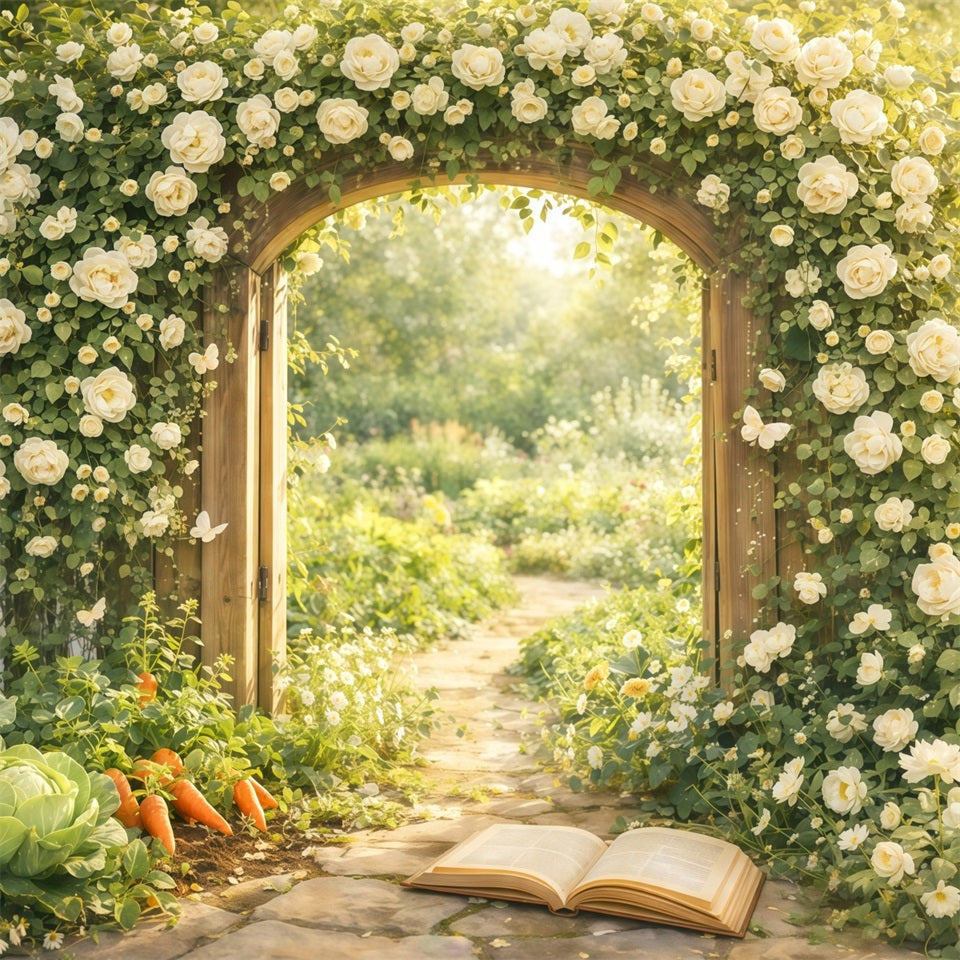 Garden Backdrop For Photoshoot Storybook Garden Arch Path Spring Backdrop For Pictures UK LXX61-163