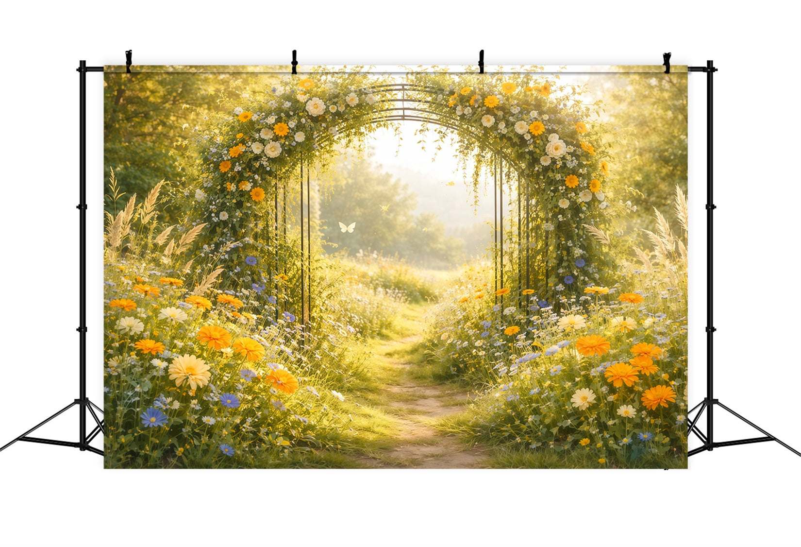 Butterfly Backdrop Ideas Sunlit Wildflower Garden Arch Spring Time Backdrop UK LXX61-167