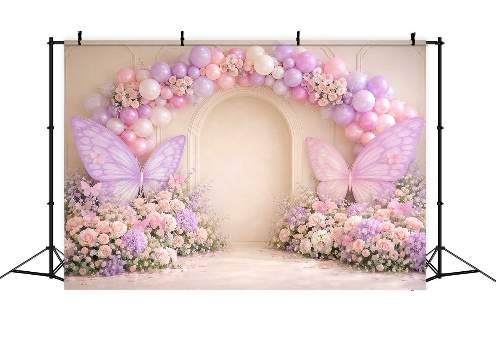 Monarch Butterfly Backdrop Pastel Balloon Arch Wall Flowers Springtime Backdrops UK LXX61-171