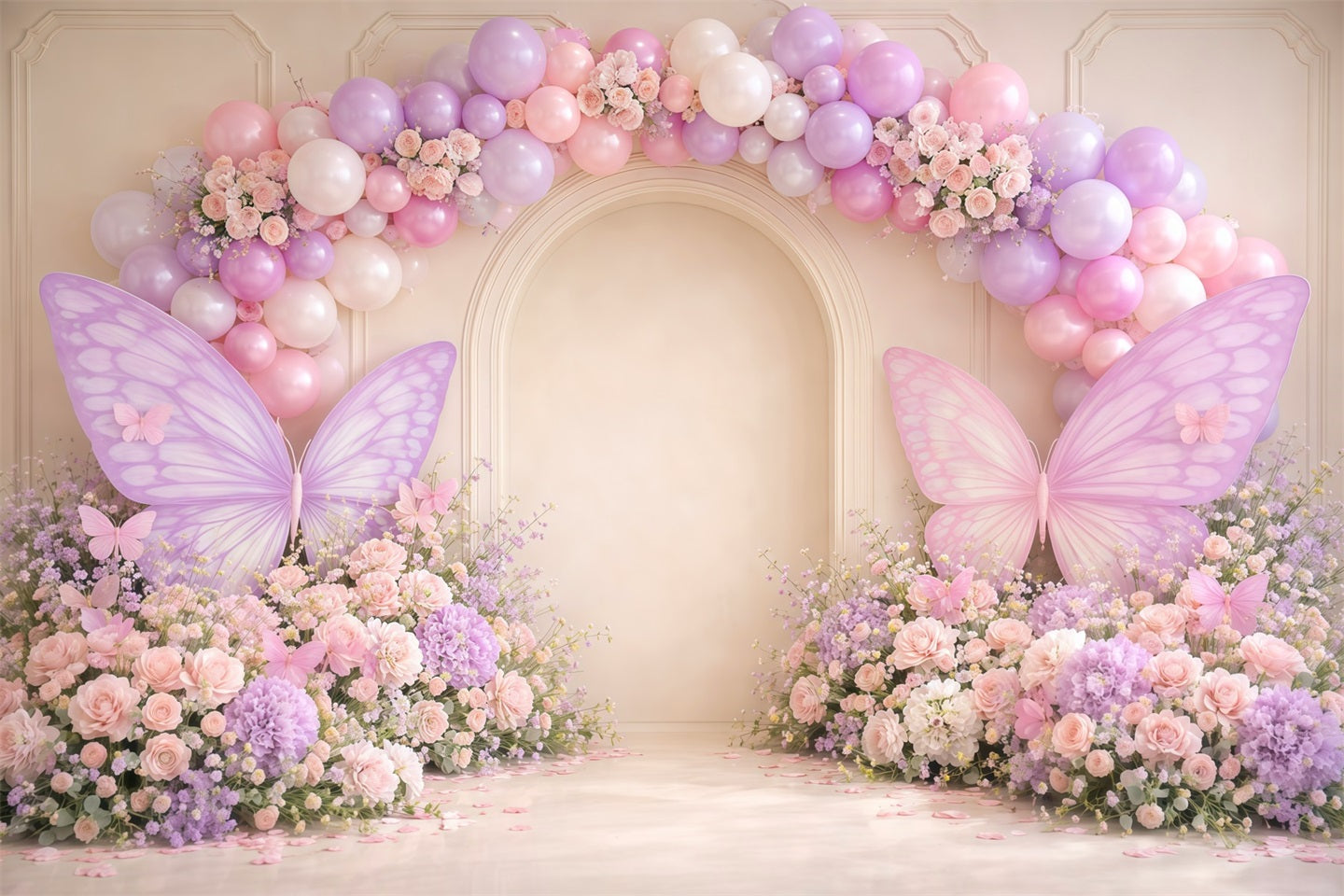 Monarch Butterfly Backdrop Pastel Balloon Arch Wall Flowers Springtime Backdrops UK LXX61-171