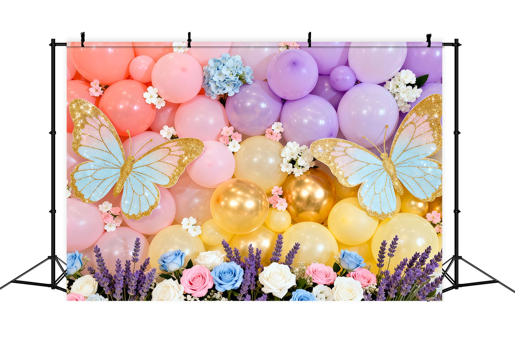 Butterfly Wing Backdrop Macaron Balloon Wall Floral Spring Theme Backdrop UK LXX61-172