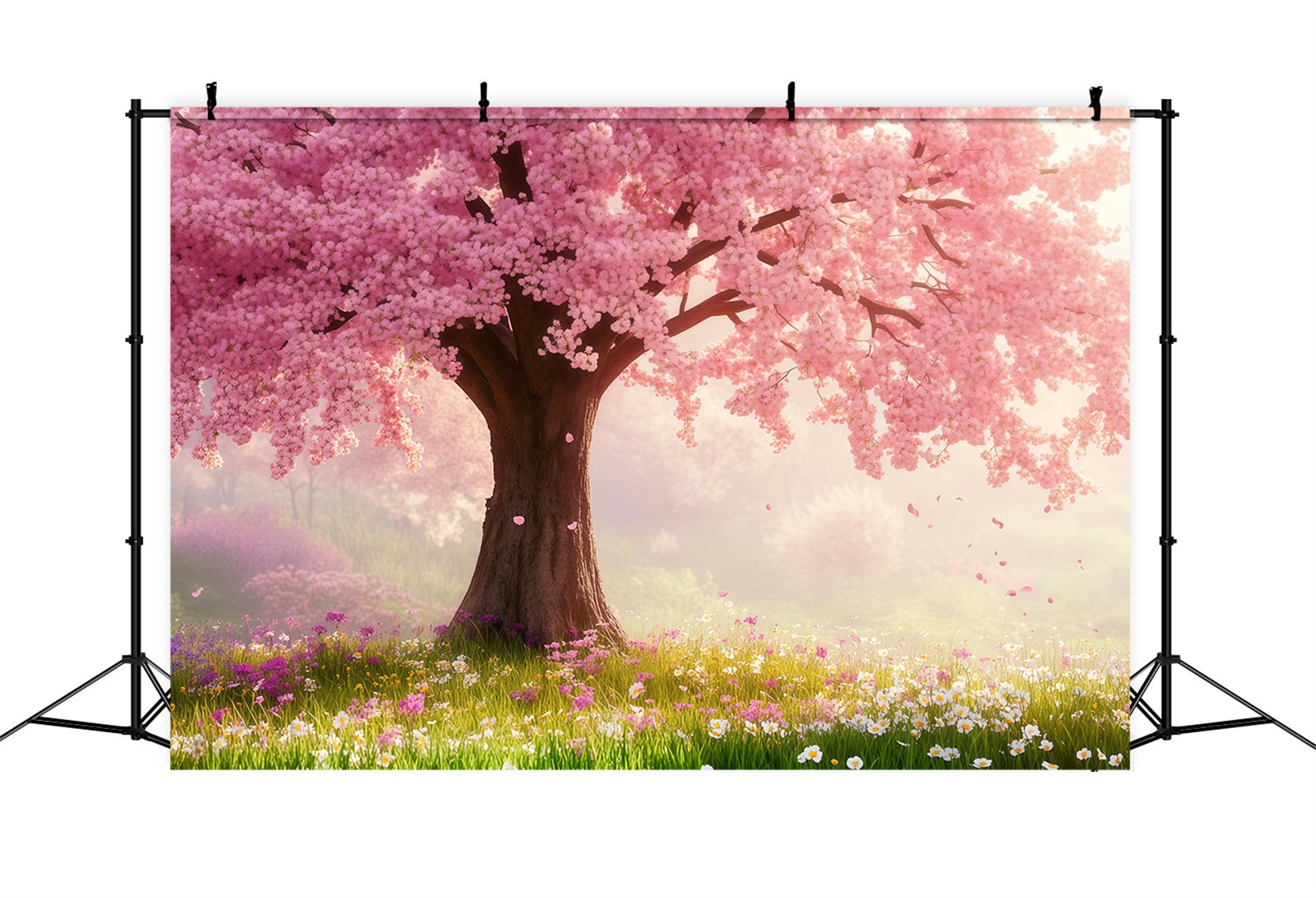 Cherry Blossom Backdrop Pink Blossom Meadow Tree Floral Backdrop UK LXX61-175
