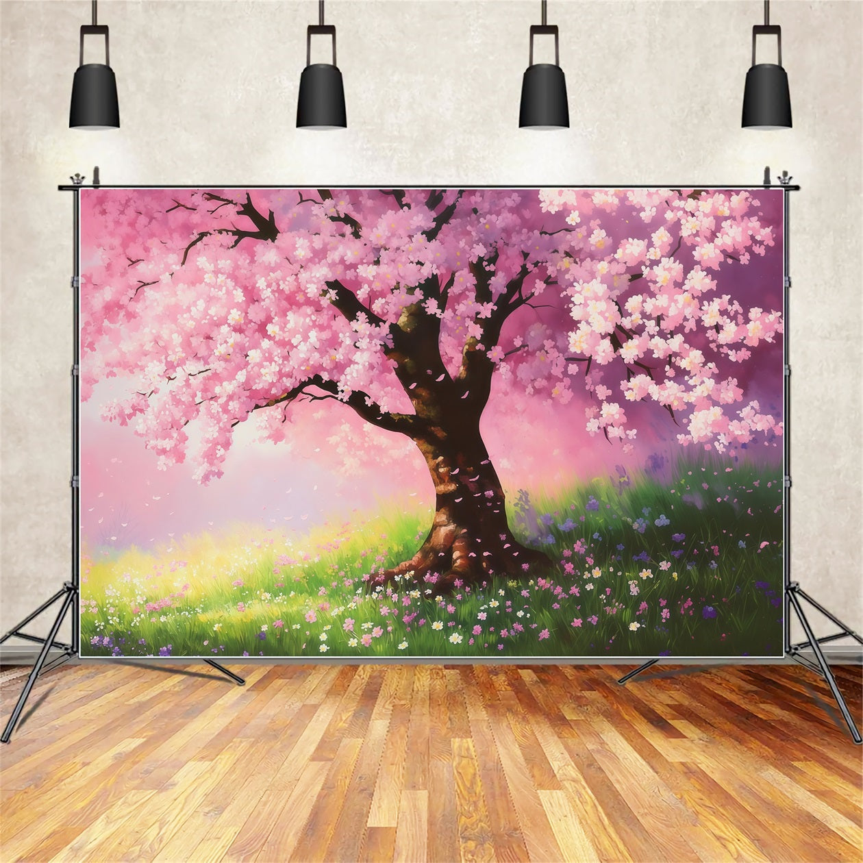 Cherry Blossom Backdrop Dreamy Painted Sakura Field Floral Backdrop UK LXX61-176