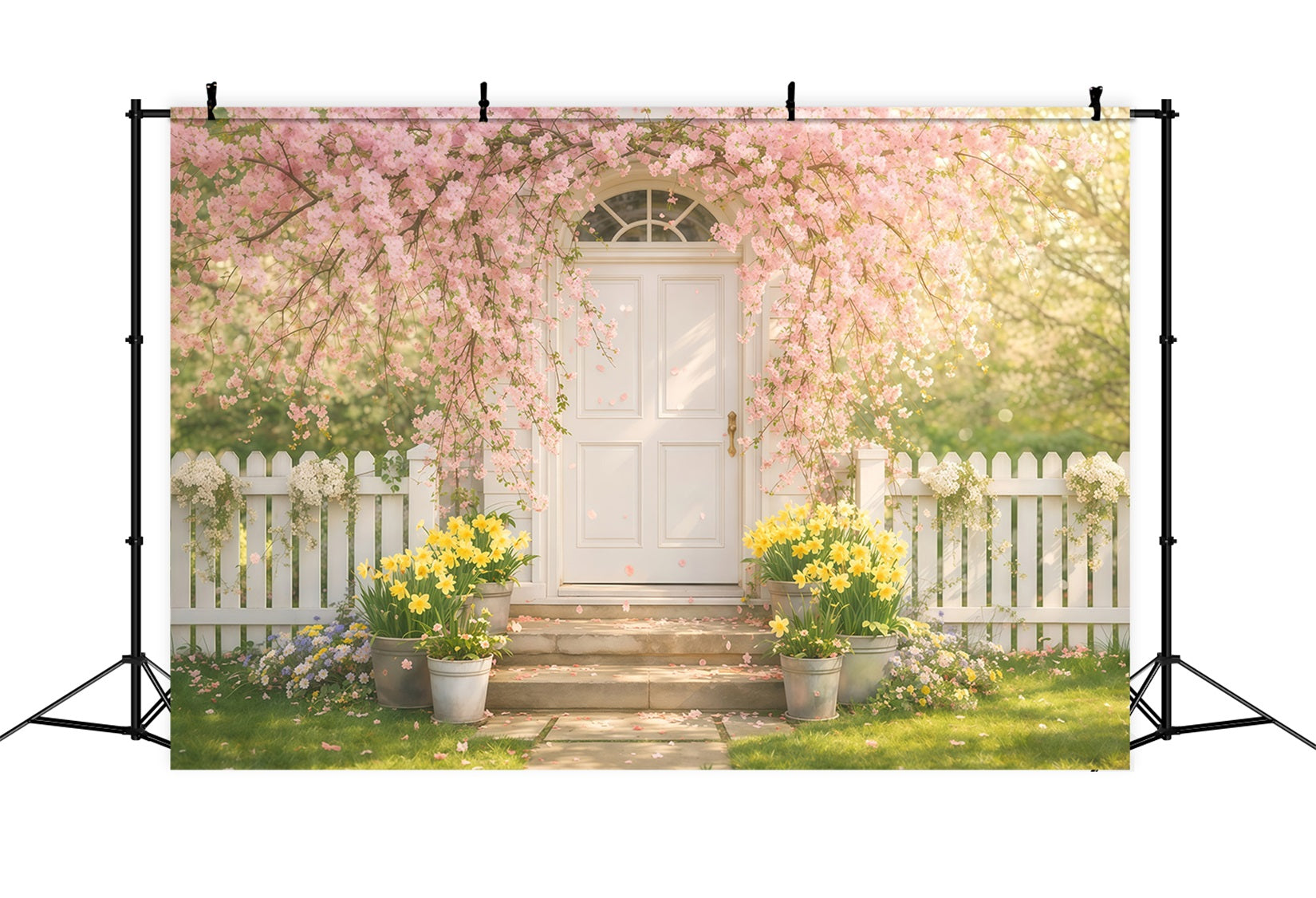 Cherry Blossom Backdrop Cherry Arch White Garden Door Floral Backdrop UK LXX61-177