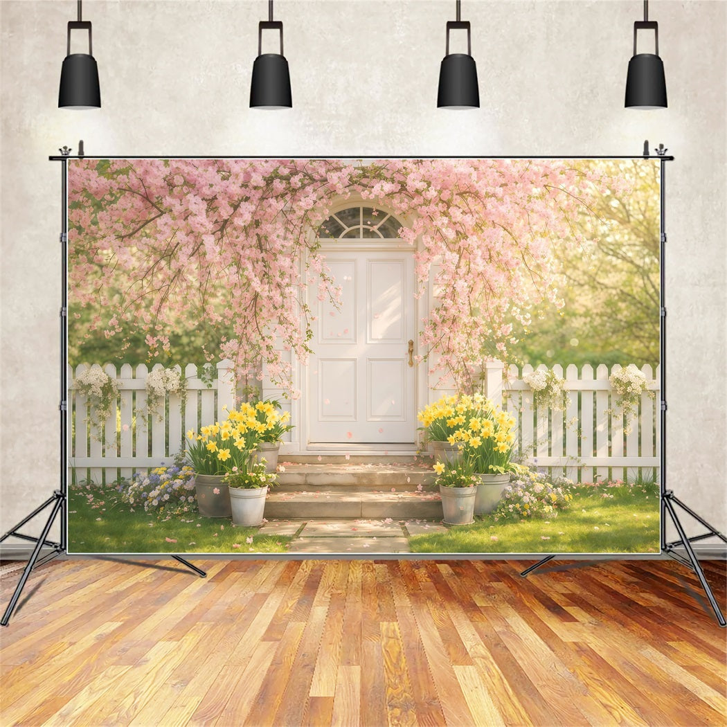 Cherry Blossom Backdrop Cherry Arch White Garden Door Floral Backdrop UK LXX61-177